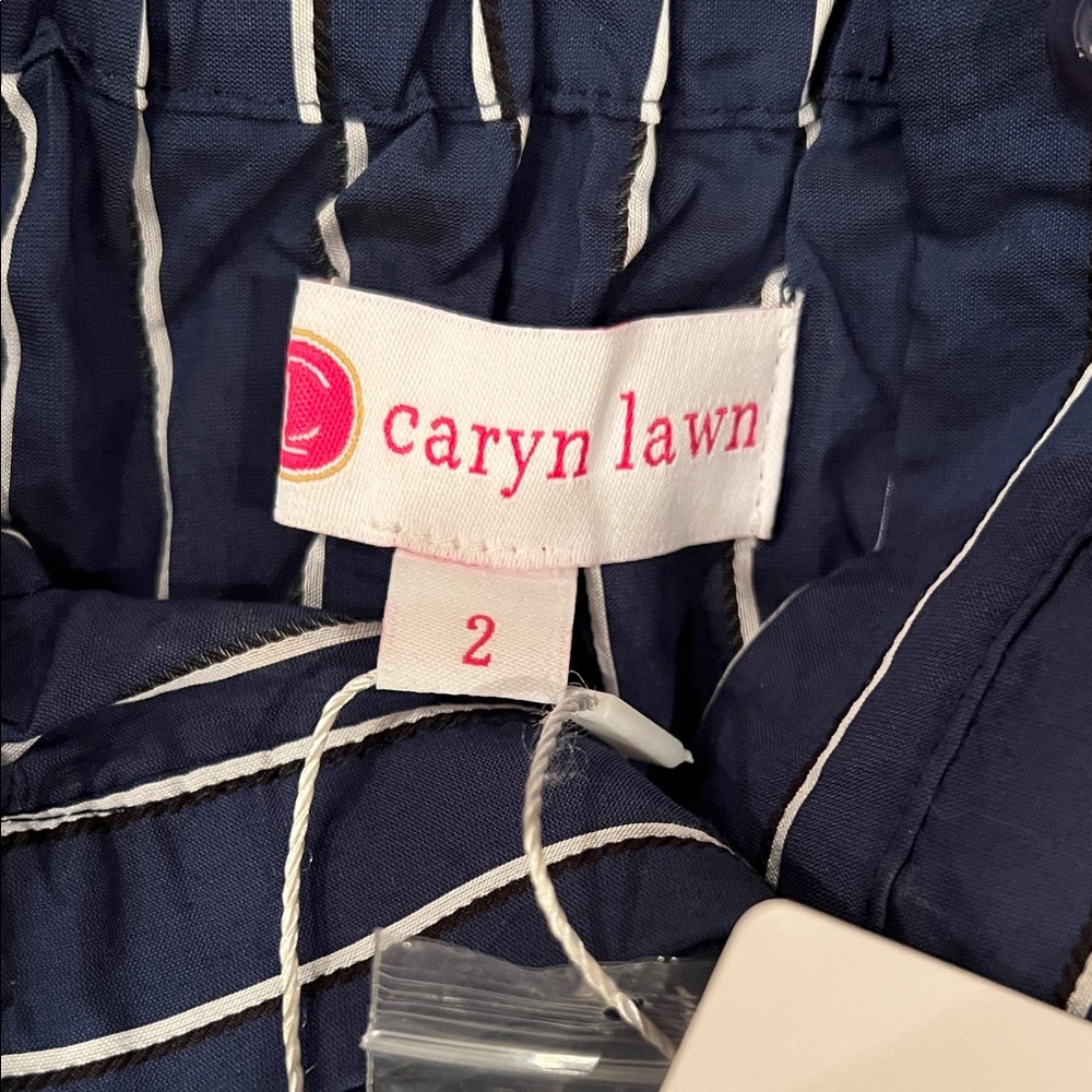 Caryn Lawn Navy Striped Midi Dress - Picture 2 of 4